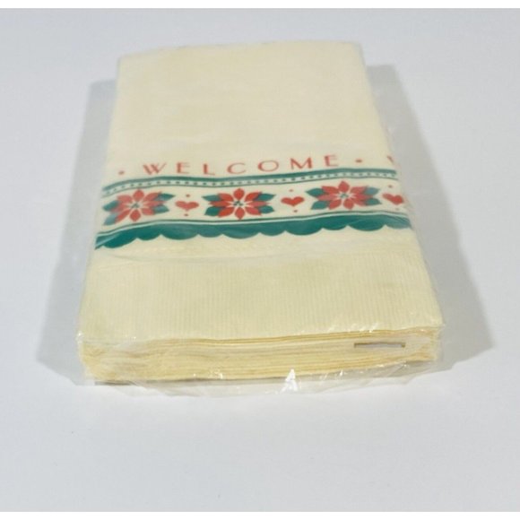 Vintage Hallmark Christmas Poinsettia Guest Towels Napkins 12 ct NOS Holiday USA - Picture 7 of 8